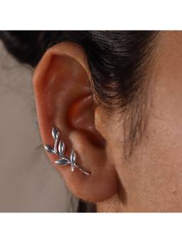 House of Aadyaa - Silver Leaf Earcuffs