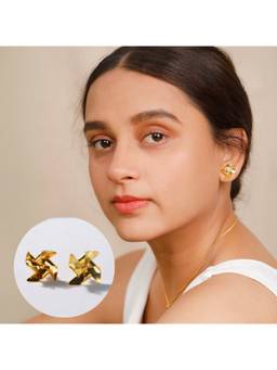 House of Aadyaa - Pinwheel Studs - Fold Earring 92.5 Silver 22K Gold Plated