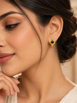 ABHUSHANAM - Women’s Designer Black Stone Stud Earrings