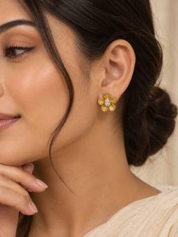 ABHUSHANAM - Women’s Gold-Tone Petal Crystal Stud Earrings