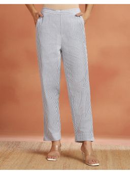 Fabindia - White Cotton Casual Straight Stride Trouser