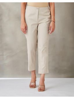 Fabindia - Beige Cotton Straight Fit Casual Trouser