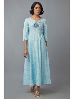 Aurelia - Light Blue Geometric Print Dress