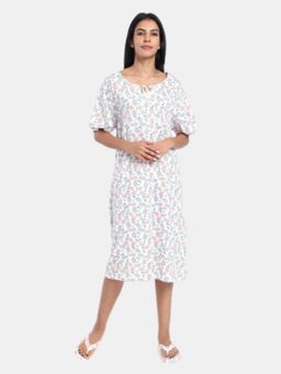 R&B - Regular Fit Printed Women Nightdress Multi-Color