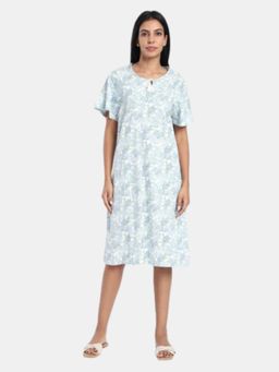 R&B - Regular Fit Printed Women Nightdress Multi-Color