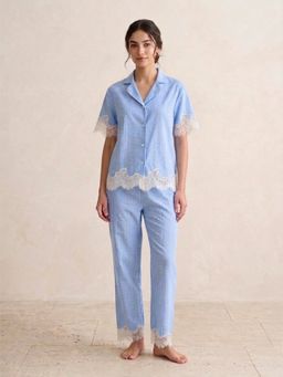 Mysthelle - Cotton Shirt and Pyjama Blue