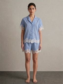 Mysthelle - Cotton Shirt and Shorts Blue