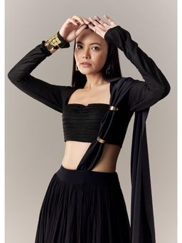 KALKI FASHION - Black Solid Square Neck Blouse