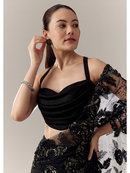 KALKI FASHION - Black Solid Sweetheart Blouse
