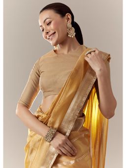 KALKI FASHION - Gold Solid Round Neck Blouse