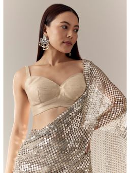 KALKI FASHION - Off White Solid Sweetheart Blouse