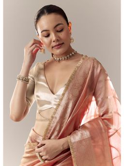 KALKI FASHION - Gold Textured V-Neck Blouse