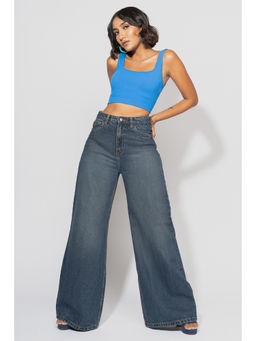 FREAKINS - Blue Retro Wide Flare Jeans