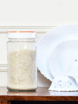 At Home by Nilkamal - 1700ml Cannister|with Lid|Air tight & Transparent|12.3 cm x 22 cm|Orange