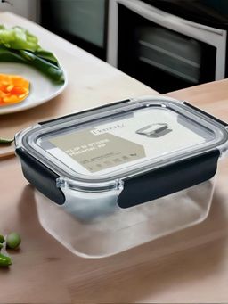 At Home by Nilkamal - Klip N Store Rectangular 1400ml Storage Container|21 x 9.5 cm|Black