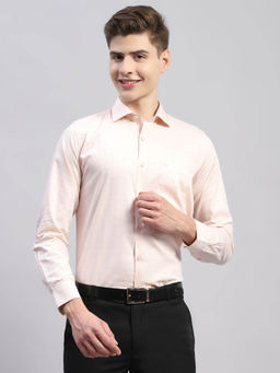 Monte Carlo - Mens Orange Collared Neck Full Sleeve Regular Fit Formal Shirt