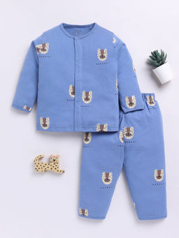 Clt.s - Blue Printed Cotton Comfortable Fit Shirt and Pyjama (Set of 2)