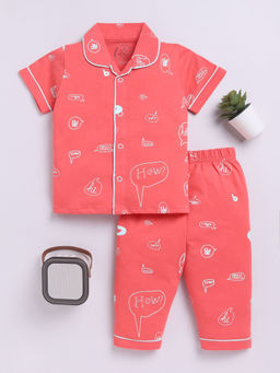 Clt.s - Coral Printed Cotton Comfortable Fit Shirt and Pyjama (Set of 2)