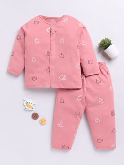 Clt.s - Pink Printed Cotton Comfortable Fit Shirt and Pyjama (Set of 2)
