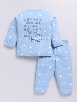 Clt.s - Blue Printed Cotton Comfortable Fit Shirt and Pyjama (Set of 2)