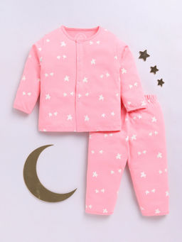 Clt.s - Pink Printed Cotton Comfortable Fit Shirt and Pyjama (Set of 2)