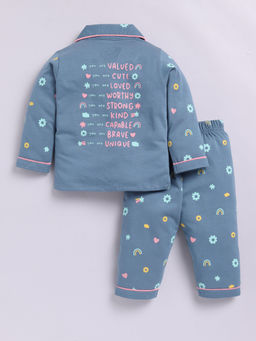 Clt.s - Blue Printed Cotton Comfortable Fit Shirt and Pyjama (Set of 2)