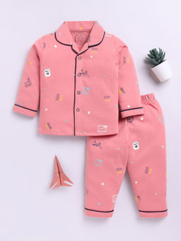 Clt.s - Pink Printed Cotton Comfortable Fit Shirt and Pyjama (Set of 2)