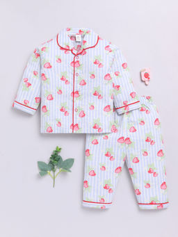 Clt.s - Blue Stripes Cotton Comfortable Fit Shirt and Pyjama (Set of 2)