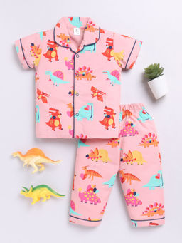 Clt.s - Pink Printed Cotton Comfortable Fit Shirt and Pyjama (Set of 2)