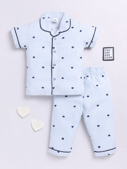 Clt.s - Blue Stripes Cotton Comfortable Fit Shirt and Pyjama (Set of 2)