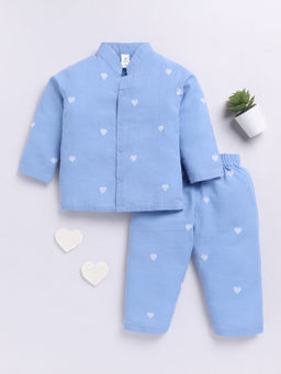 Clt.s - Blue Printed Cotton Comfortable Fit Shirt and Pyjama (Set of 2)