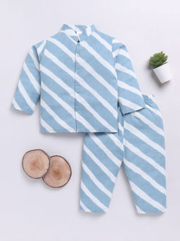 Clt.s - Blue Stripes Cotton Comfortable Fit Shirt and Pyjama (Set of 2)
