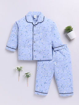 Clt.s - Blue Printed Cotton Comfortable Fit Shirt and Pyjama (Set of 2)