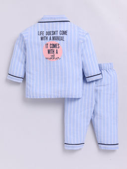 Clt.s - Blue Stripes Cotton Comfortable Fit Shirt and Pyjama (Set of 2)