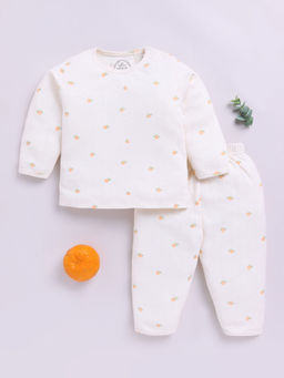 Clt.s - Cream Printed Cotton Comfortable Fit T-Shirt and Pyjama (Set of 2)
