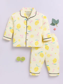 Clt.s - Yellow Printed Cotton Comfortable Fit Shirt and Pyjama (Set of 2)