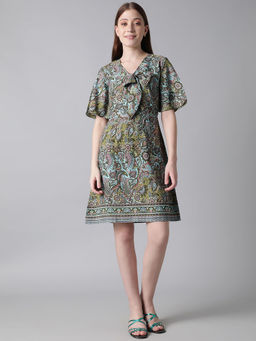 KOTTY - Womens Fit And Flare Printed Multi-Color Dress
