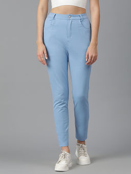 KOTTY - Womens Solid High Rise Skinny Fit Blue Jeans