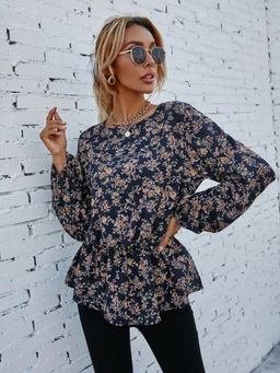 KOTTY - Womens Casual Balloon Sleeve Printed Top