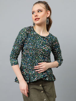 KOTTY - Womens Casual Regular Sleeves Printed Multicolor Top