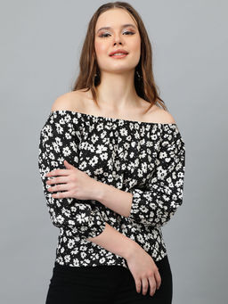 KOTTY - Womens Casual Off Shoulder Sleeve Printed Top