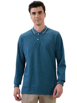 ColorPlus - Men Regular Fit Solid Blue Polo T-Shirt