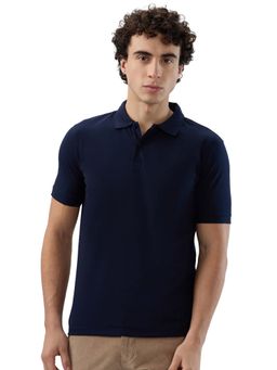 Park Avenue - Men Slim Fit Solid Navy Blue Polo T-Shirt