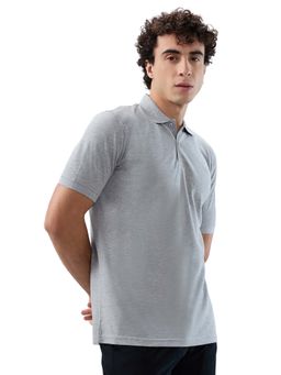 Park Avenue - Men Slim Fit Solid Dark Grey Polo T-Shirt