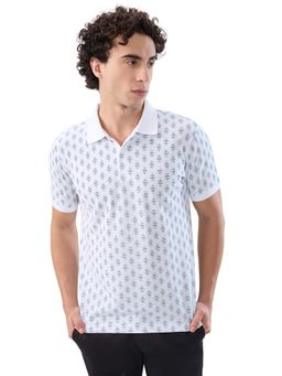 Park Avenue - Men Slim Fit Printed White Polo T-Shirt