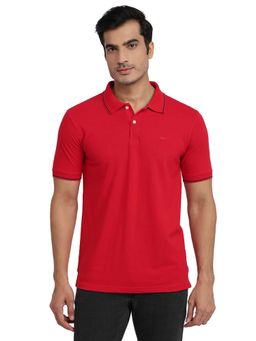 Park Avenue - Men Slim Fit Solid Dark Red Polo T-Shirt