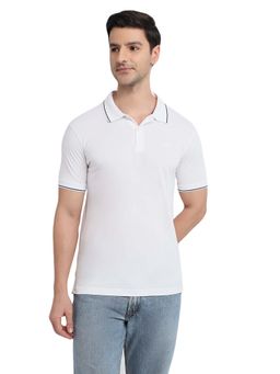 Park Avenue - Men Slim Fit Solid White Polo T-Shirt
