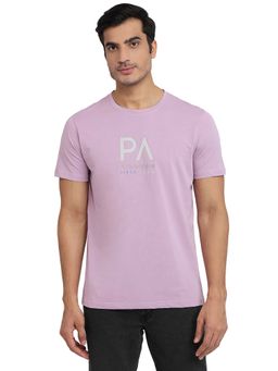 Park Avenue - Men Slim Fit Typography Purple T-Shirt