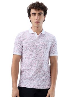 Raymond - Men Slim Fit Printed White Polo T-Shirt