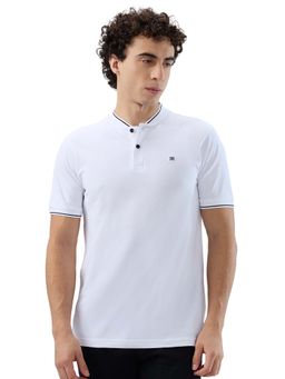 Raymond - Men Slim Fit Solid White Polo T-Shirt